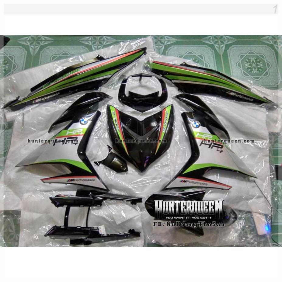Tem Exciter 150. Tem HP4 phối xanh lá-cam-bạc, xe đen. Thay đổi màu sắc và chi tiết theo yêu cầu. Sắ