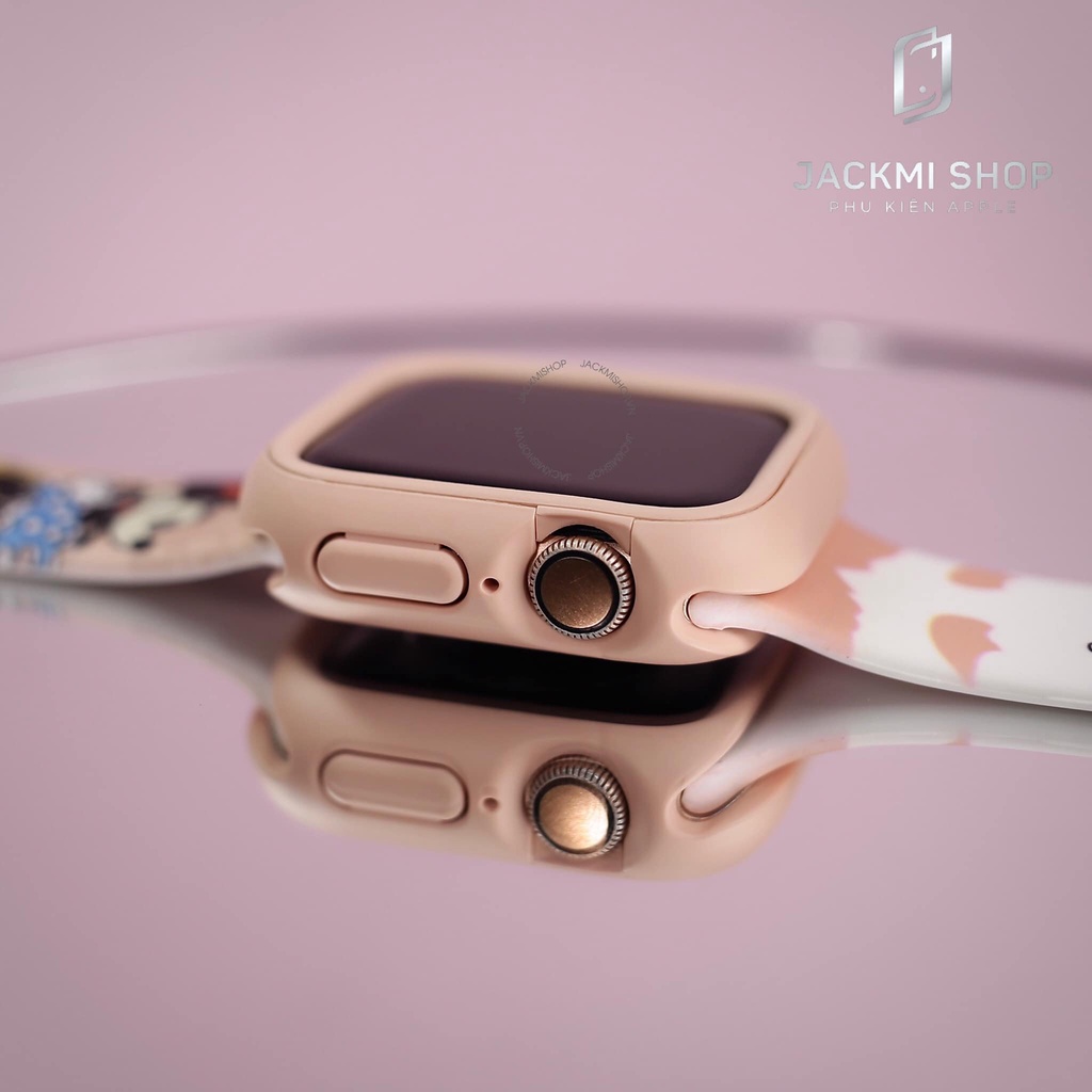 [COMBO 2 MÓN MICKEY HỒNG] DÂY SILICON HỌA TIẾT CHO APPLE WATCH + ỐP VIỀN RHINOSHIELD CHO APPLE WATCH