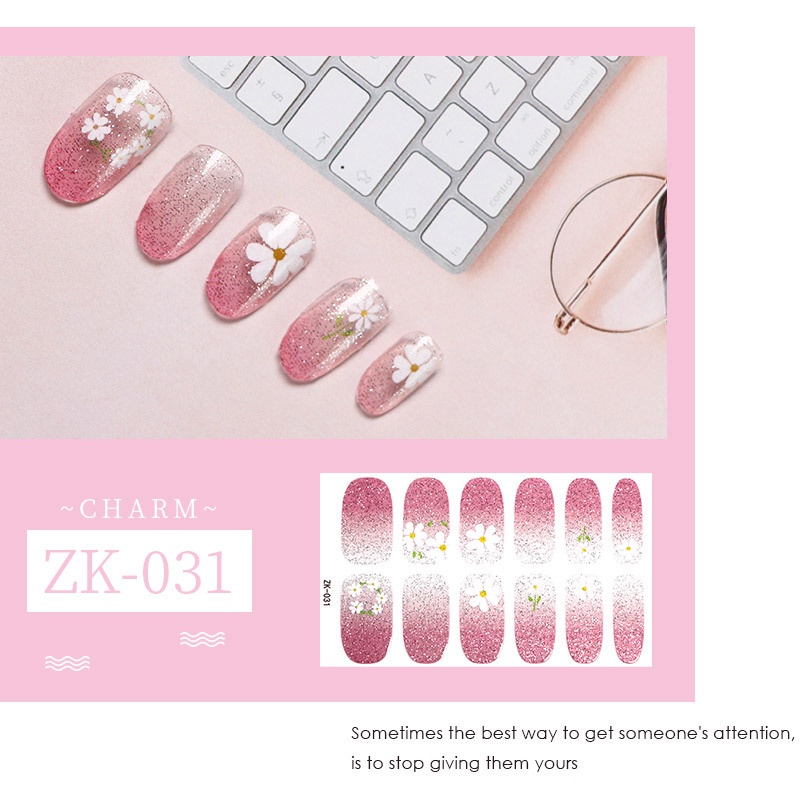 Bộ 12 Miếng Dán Móng Tay Màu Gradient Chống Thấm Nước Thời Trang