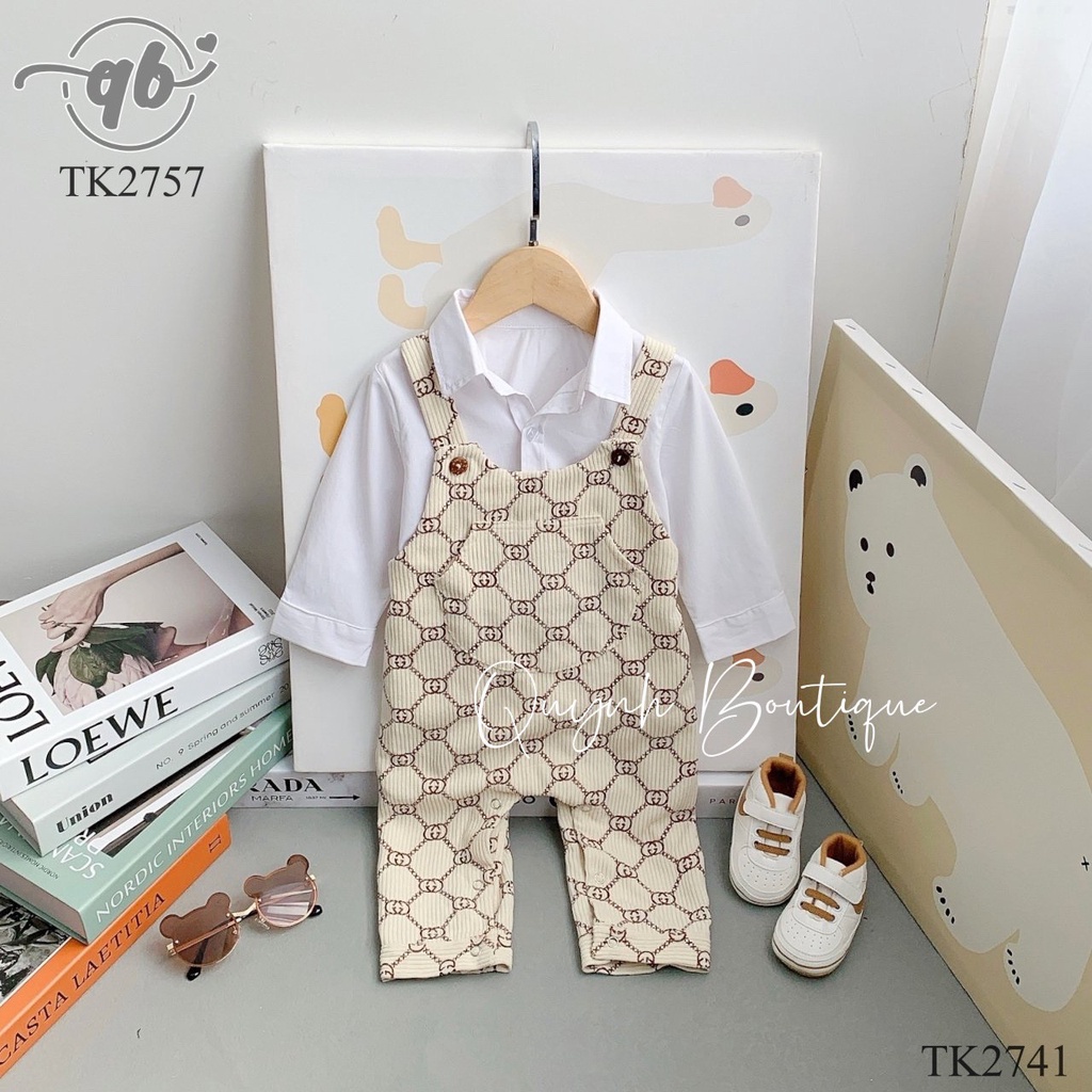 Quần áo trẻ em QUỲNH BOUTIQUE Set yếm quần len tăm