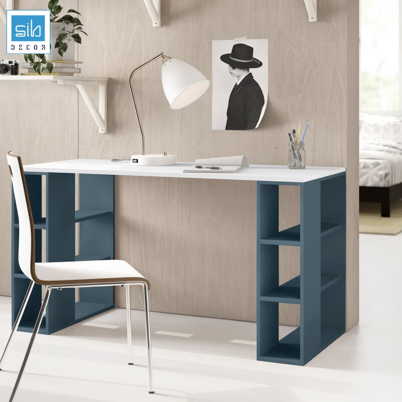 Bàn Làm Việc Kiêm Kệ Sách Đơn Giản Mà Đẹp SIB Decor, Gỗ Chống Ẩm, Bề Mặt Phủ Melamine Chống Trầy Và Kháng Nước