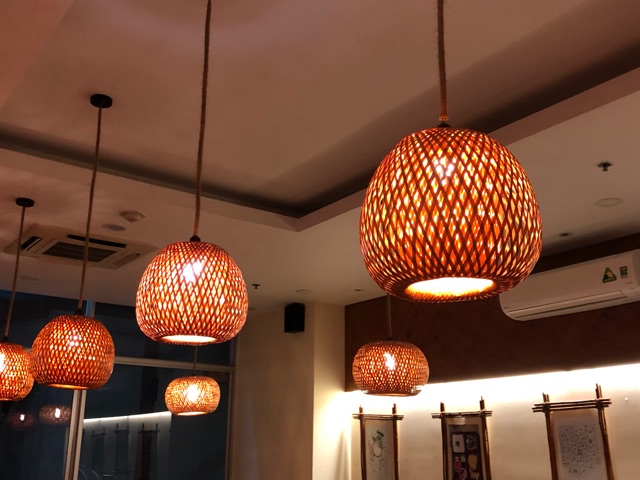 Đèn lồng 2 lớp đèn mây tre nan trang trí nhà cửa hoặc quán cafe