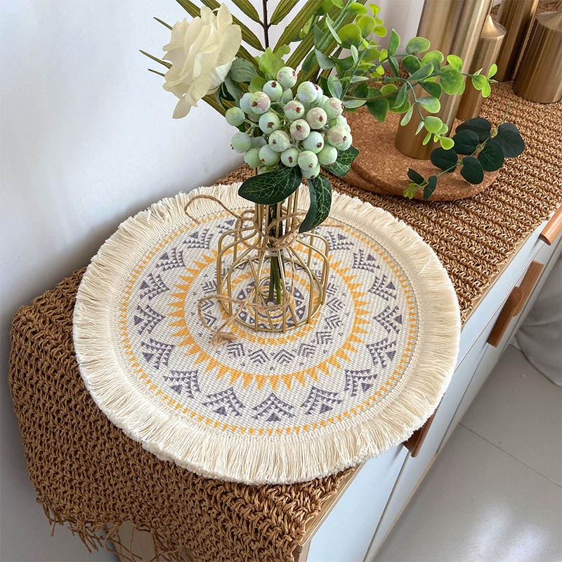 Khăn Trải Bàn Hình Tròn 33Cm Phong Cách retro