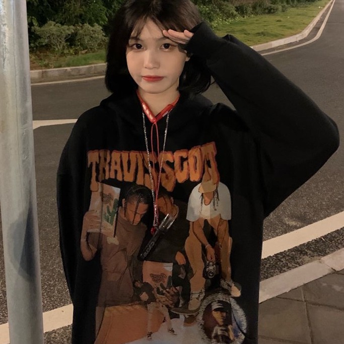 Áo Hoodie Tay Dài Dáng Rộng In Họa Tiết Phong Cách Hàn Quốc Thời Trang Cho Nữ | BigBuy360 - bigbuy360.vn