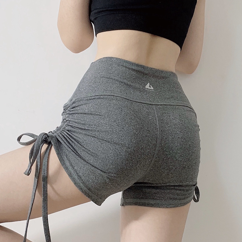 Quần Đùi Dây Rút Tập Gym Yoga Cạp Cao Vải Cao Cấp Co Giãn Tốt Mặc Ôm Dáng Bin Sports Q150