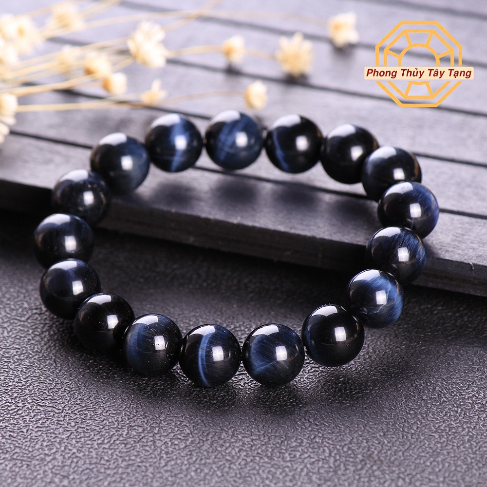 Vòng tay phong thủy Mắt Hổ Xanh Đen VIP [TẶNG HỘP GỖ CAO CẤP] may mắn vượng tài 8, 10, 12 li - Phong Thủy Tây Tạng
