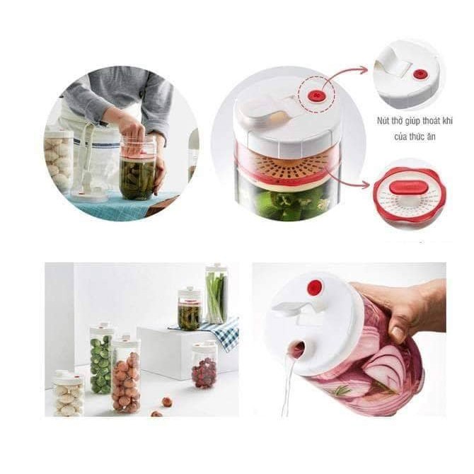 HỦ MUỐI DƯA CÀ LOCK&amp;LOCK1.3 lít và 2.1 Lít - Thiết kế chống đổ