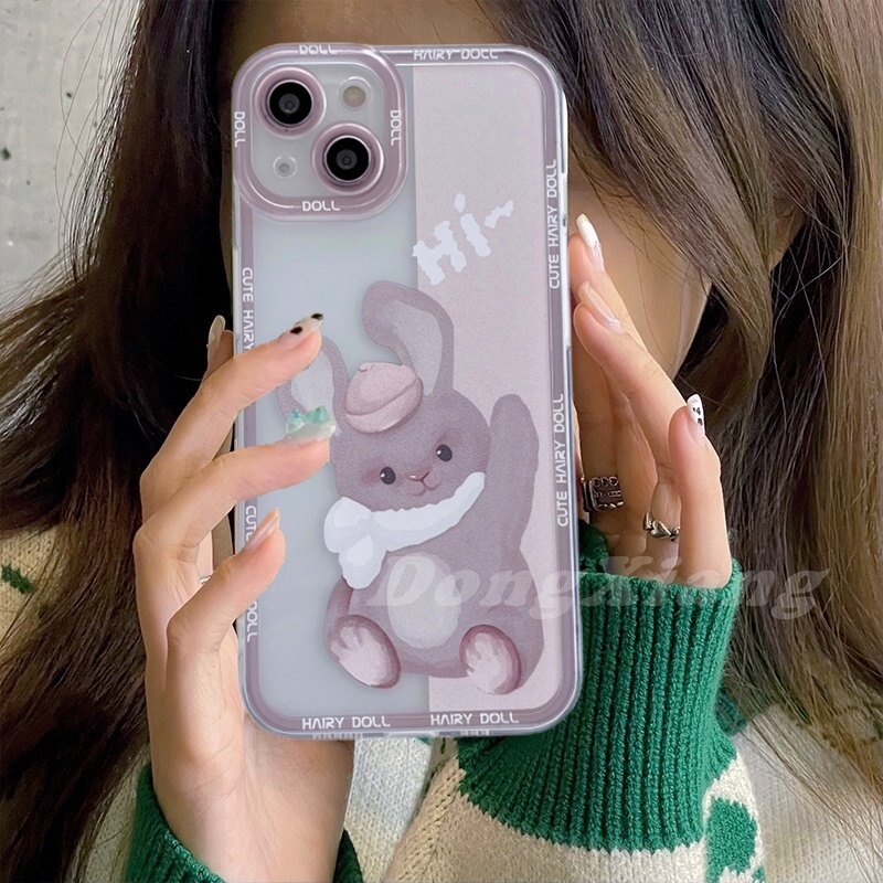 Ốp Điện Thoại TPU Mềm Trong Suốt Hình Thỏ Gấu Cho iPhone 7 8 X XR XS Max 6 6s 7 8 Plus SE 2020 iPhone12 11 Pro Max 13 13Pro Max