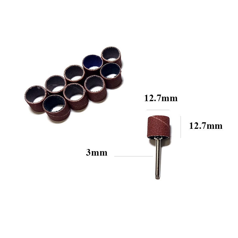 Real | Lô 10 Nhám Vòng + 1 Trục Giữ Cán 3mm ( 6.3mm và 12.7mm )