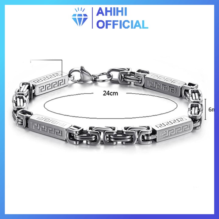 Lắc tay titan nam cao cấp đẹp sang trọng inox thép không gỉ kiểu ziczac dài ahihi.official cỡ 7mm màu trắng PTLTNA94