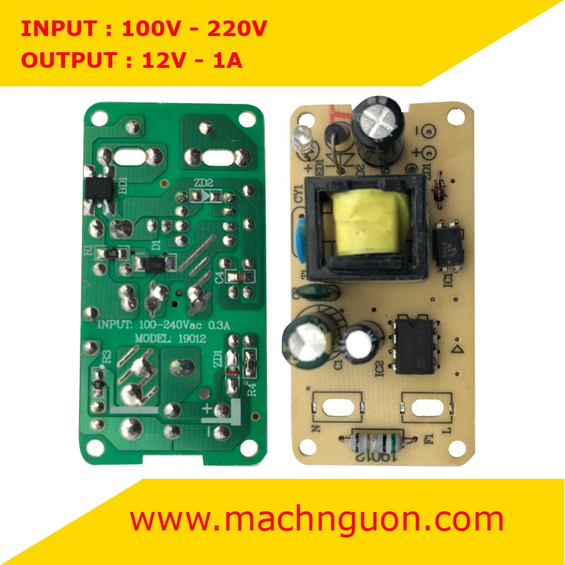 Mạch nguồn 12V - Mạch sạc Bình 12V cho loa kéo nguồn ra 12VDC - 1A