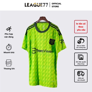 Áo đá bóng Manchester United Leaguestore - áo đấu mu bộ quần áo bóng đá MU xanh chuối sân khách 22/23