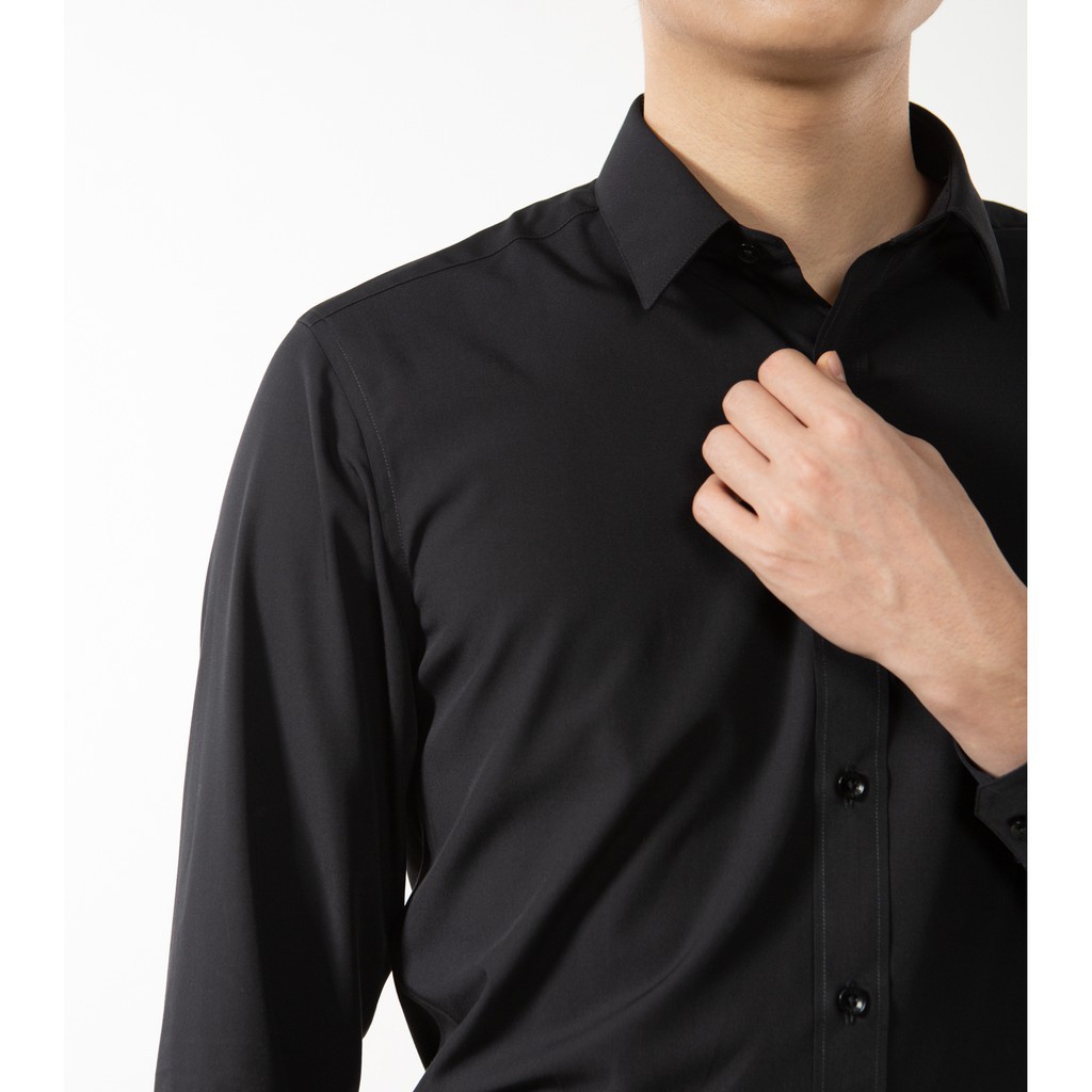 Áo sơ mi nam form rộng dài tay chất lụa đẹp Hamino dáng thời trang công sở Hàn Quốc màu trắng đen A2