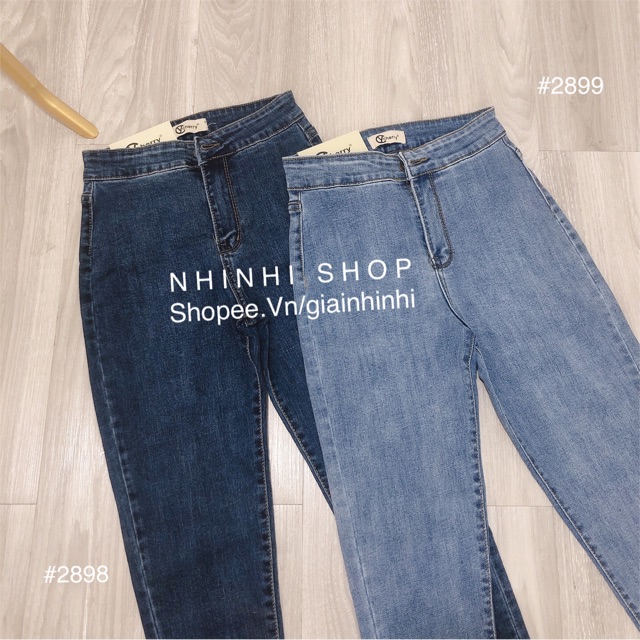 Quần jeans, Quần bò nữ cạp cao bazic chất siêu dãn QJ6801 - NhiNhiShop