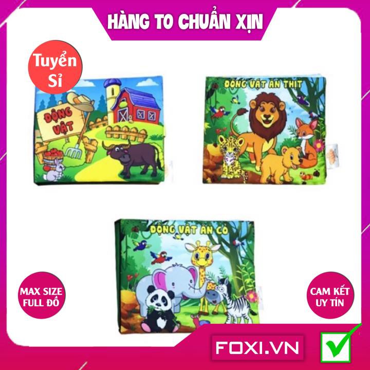 [FREESHIP HÀNG ĐẸP] ComBo 3 Sách Vải Giáo dục mầm non-Chủ đề Động Vật-Dành cho bé Sơ Sinh-kích thích IQ-Trí tưởng tượng