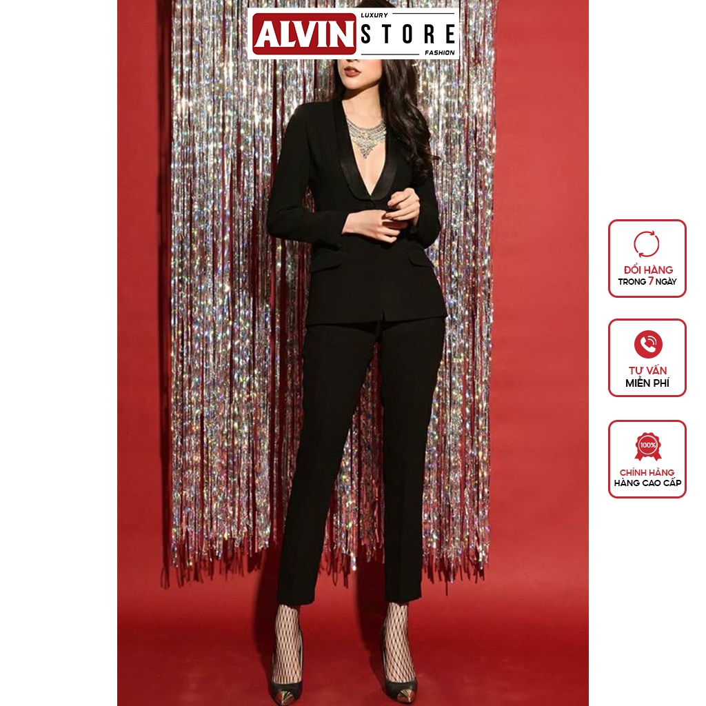 Bộ Vest Nữ, Bộ Vest Công Sở Áo Vest Tay Dài Quần Ôm Sang Trọng, Quý Phái Alvin Store 0690