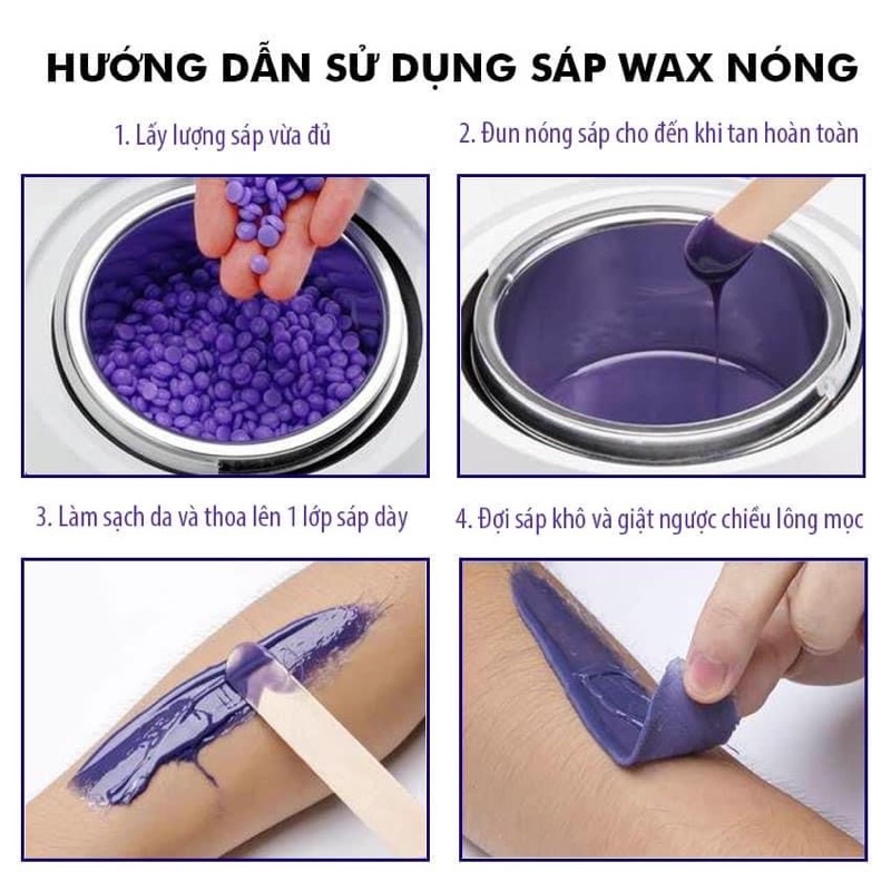 Wax, Sáp wax lông nóng hard wax beans nhập khẩu 100% (100gr), tặng que wax