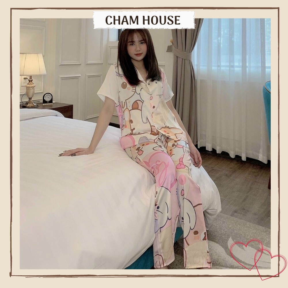 Đồ bộ PIJAMA lụa satin tay ngắn quần dài cao cấp, mềm mịn, thoáng mát Piti Shop | BigBuy360 - bigbuy360.vn