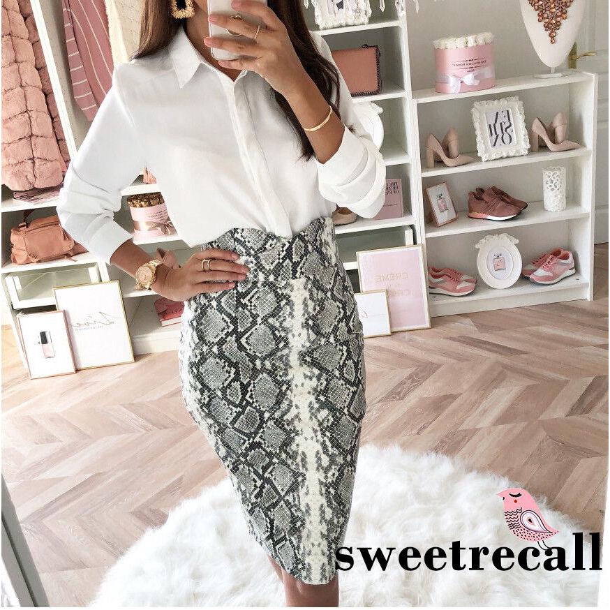 Chân váy ôm lưng cao họa tiết da rắn gợi cảm cho nữ