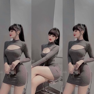 Đầm body tay dài khoét ngực