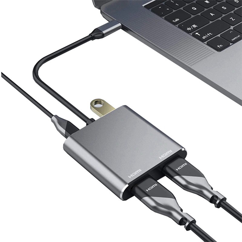 Bộ Chuyển Đổi 4 Trong 1 Usb C Sang Hdmi 4k Type C Sang Dual Hdmi Usb 3.0 Pd Cho Pc Laptop Mac Os Linux Usb C