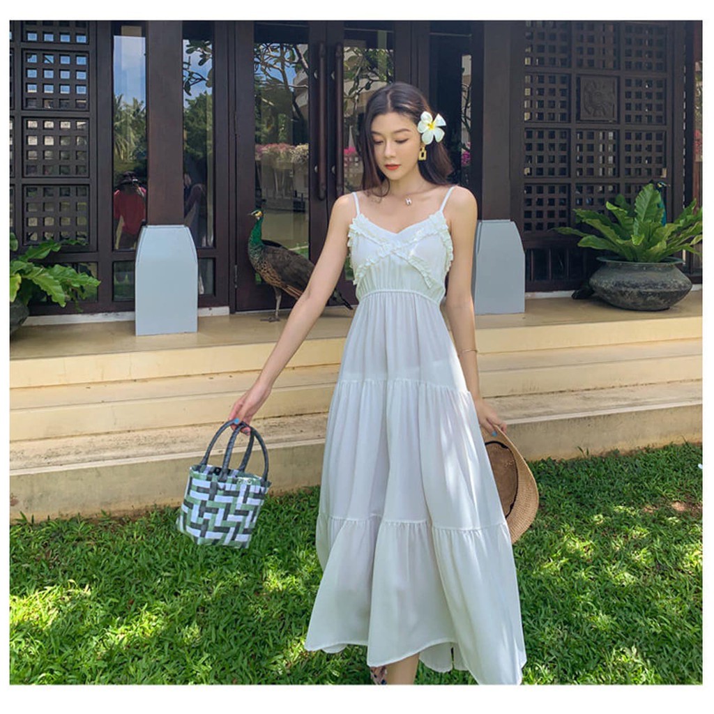 Đầm maxi 2 dây nơ lưng | BigBuy360 - bigbuy360.vn