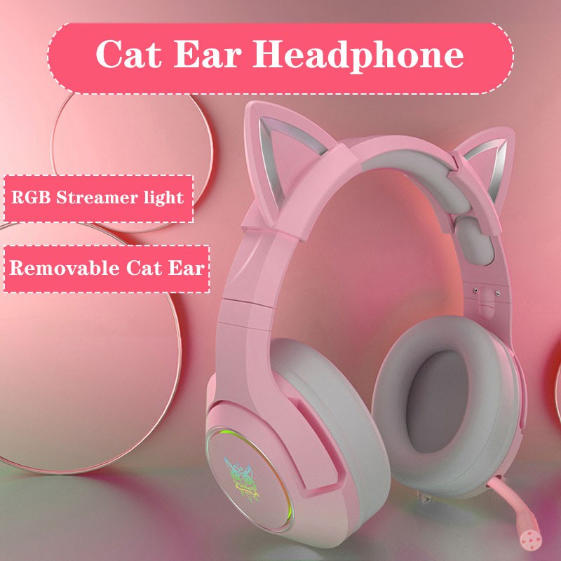 Tai Nghe Mèo Bluetooth,Tai nghe thiết kế hình mèo có đèn led âm thanh nổi 7.1 có thể tháo rời