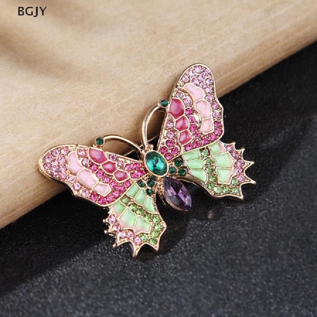 Trâm Cài Áo Hình Bướm Tráng Men Đính Đá Nhiều Màu Sắc Dễ Thương Mới