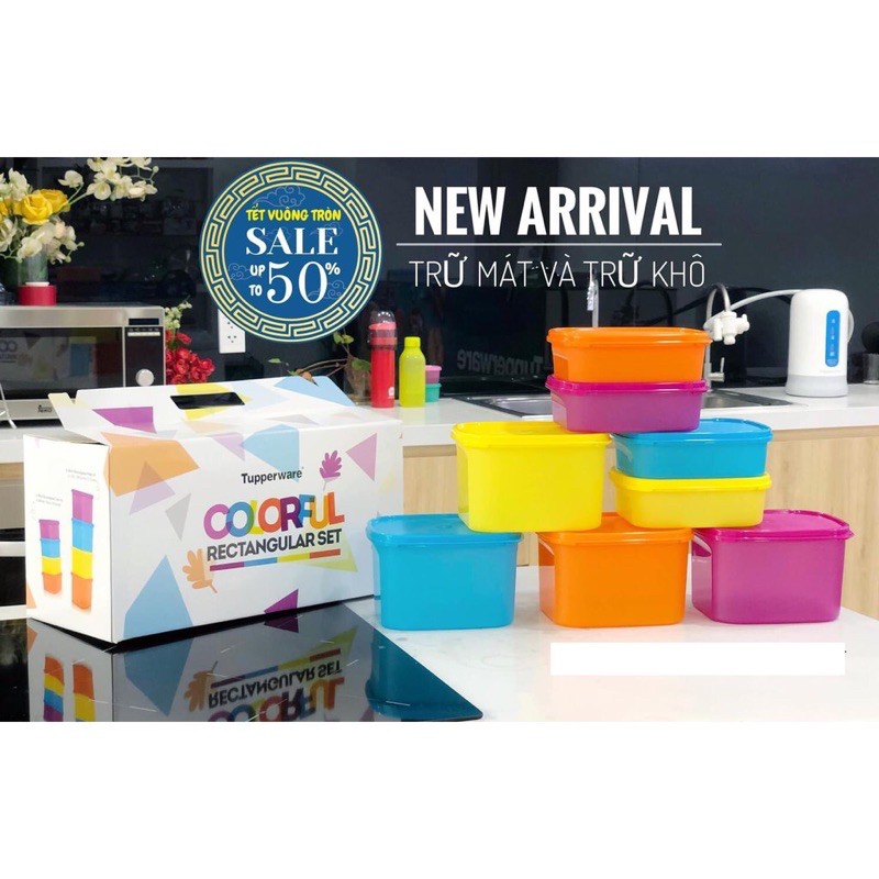 Tupperware Colourful Rectangular (8 hộp)