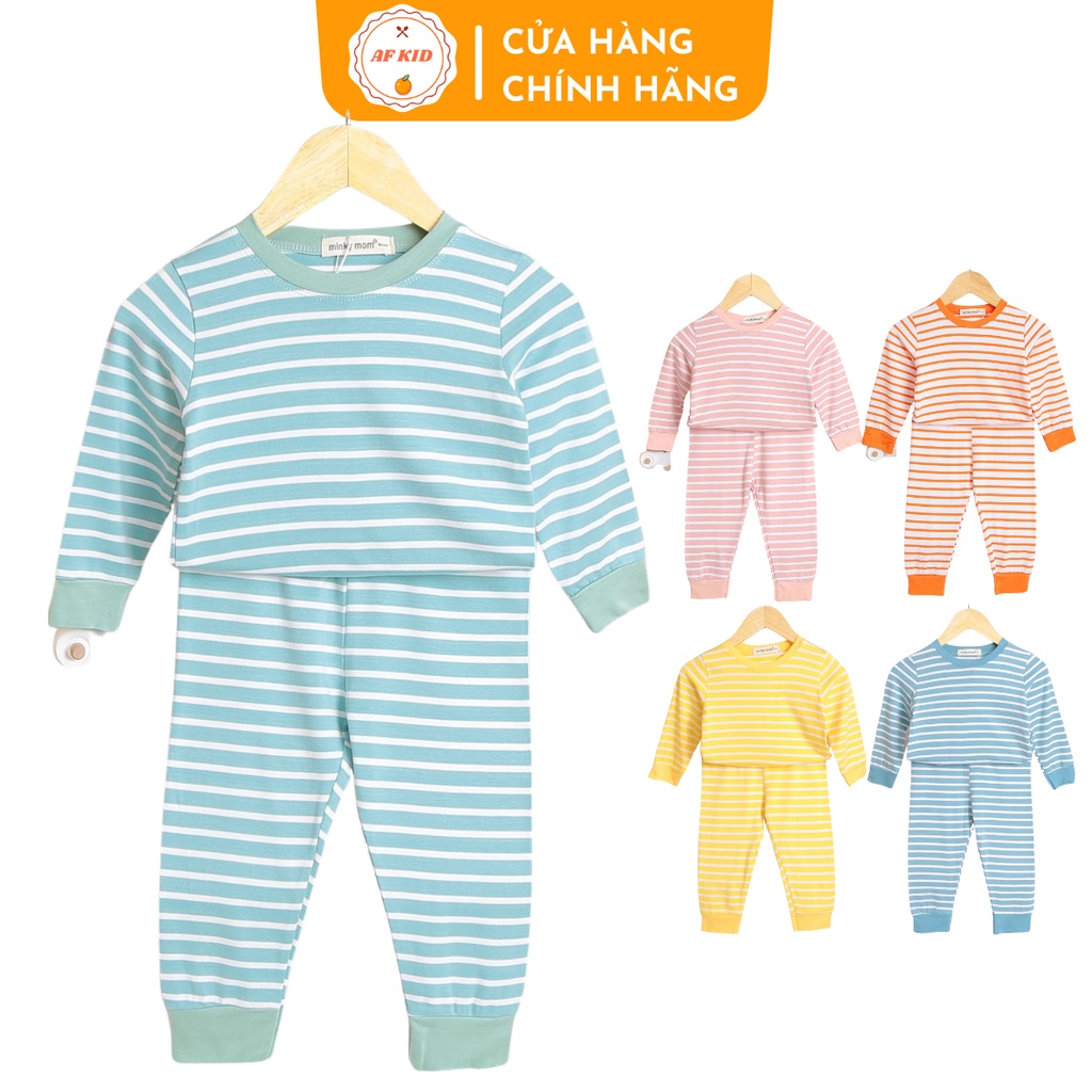 Bộ Quần Áo Trẻ Em Dài Tay Minky Mom Dài Kẻ Cho Bé Chất Visco Siêu Mềm Mịn Mát 6-19kg