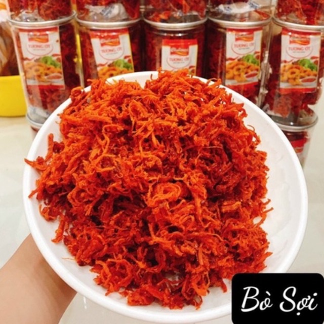 Khô Bò Xé Sợi - Khô Bò Xé Cay tẩm vị  Lon 500gram
