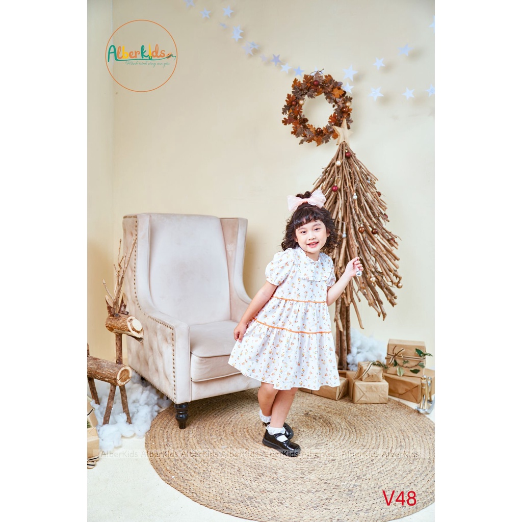 Váy bé gái ALBERKIDS ngắn tay họa tiết Elli dress công chúa xinh đẹp cho trẻ em từ 2,3,4,5,6,7,8,9,10,11,12 tuổi [V48]