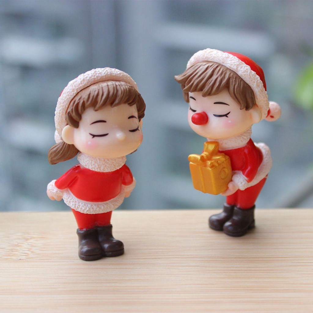 Đồ trang trí Cặp Đôi Búp Bê Mini Dễ Thương Dùng Trang Trí Giáng Sinh DIY