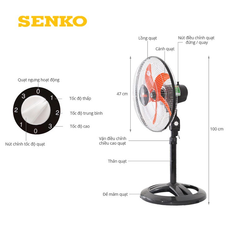 Quạt Senko DCN1806 Giá Rẻ-Quạt Cậy Công nghiệp Quạt Đứng Senko Chính Hãng-BH 24 Tháng