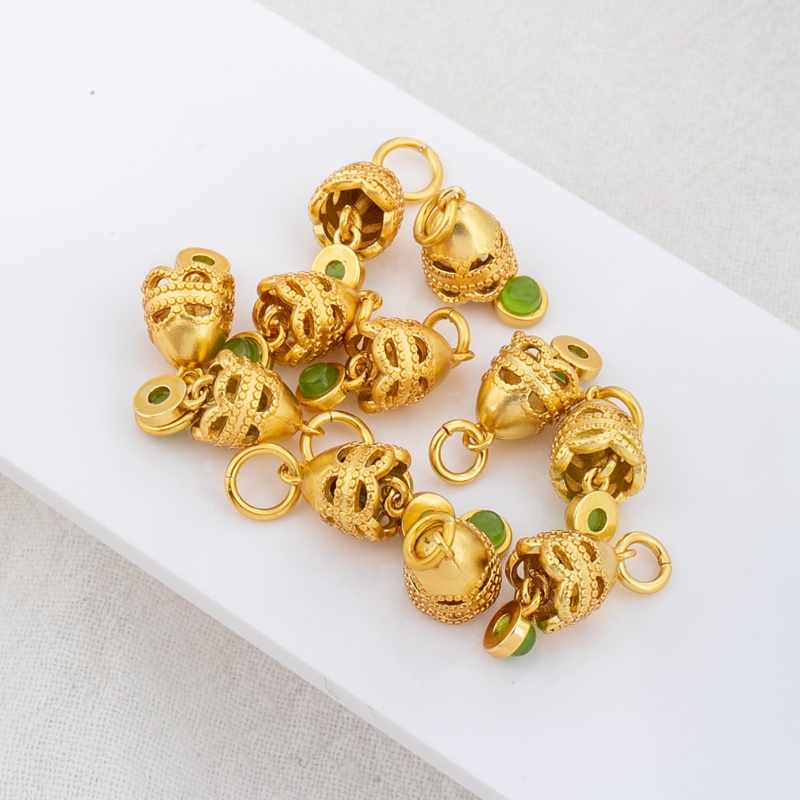Mặt Dây Chuyền Đồng Hồ Zircon 7 * 20mm Mạ Vàng 18k Thiết Kế Đục Lỗ