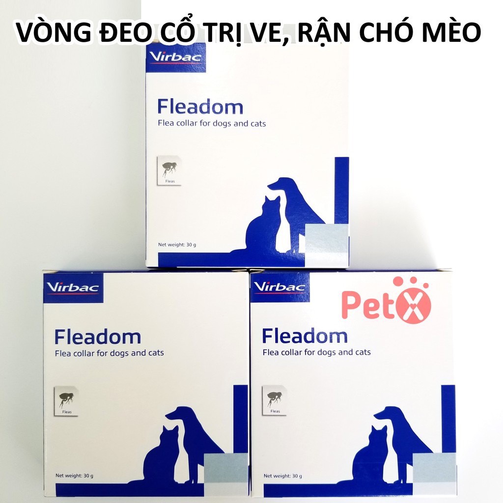 Vòng cổ chống rận ngăn ngừa và diệt ve rận cho chó mèo Fleadom Virbac