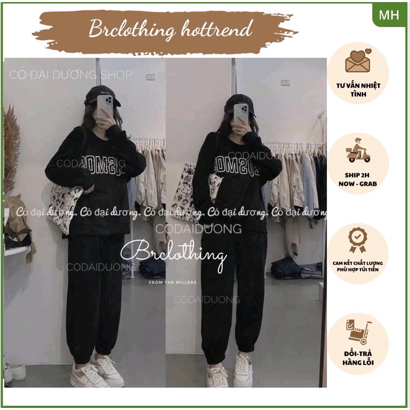 Set Nỉ Cosmos Unisex [FREESHIP]  Bộ đồ quần ống boom áo dài tay hoodie form rộng nam nữ Ulzzang