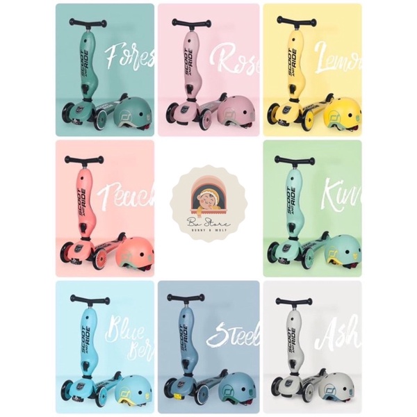 Bộ Sản Phẩm Xe Trượt / Mũ Scoot And Ride Highway Kick 1 cho bé từ 1 - 5 tuổi