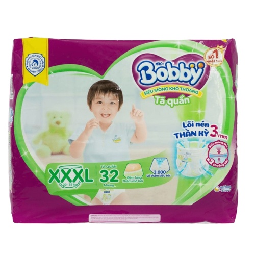 Tã Quần Bobby Siêu Thấm Khô Thoáng Chống Tràn Size Xxxl 32 Miếng Ngừa Hăm Hiệu Quả Cho Bé