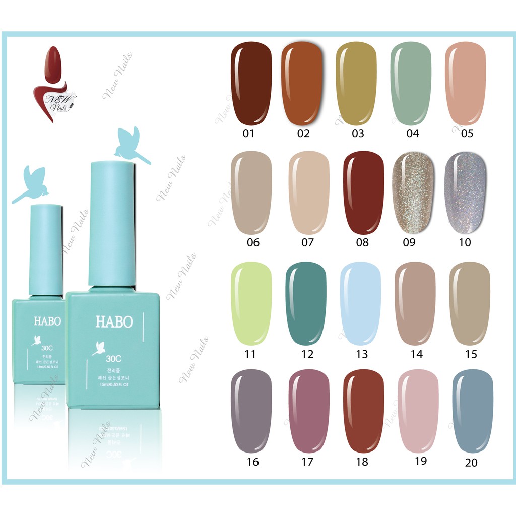 Sơn Móng Tay Habo, sơn gel hàn quốc 15ml chính hãng nhiều màu (1-20)