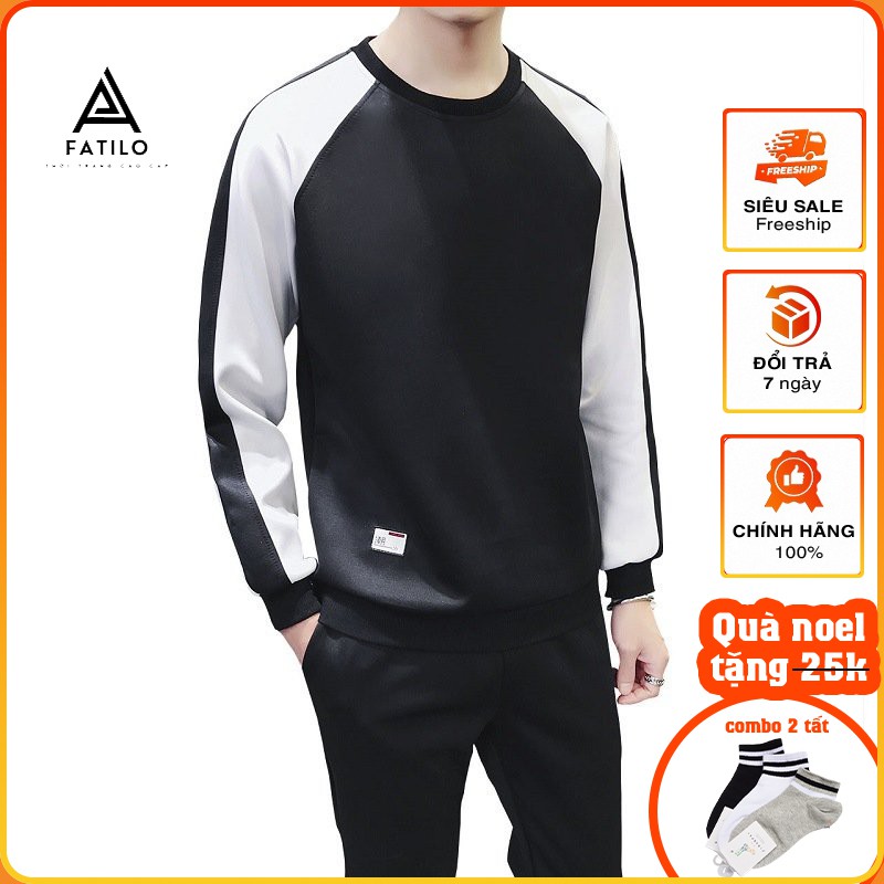 Bộ Thun Nam Dài Tay Mặc Nhà Cho Nam Kiểu Dáng Hàn Quốc Trẻ Trung FATILO BN120