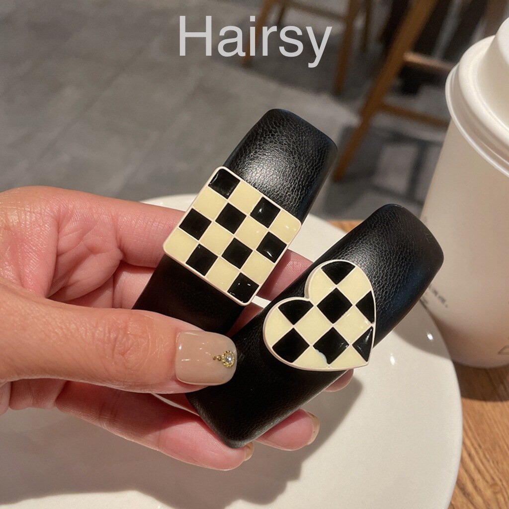 Kẹp tóc đẹp phong cách Hàn Quốc đơn giản xinh xắn dành cho nữ hình trái tim và bàn cờ Hairsy