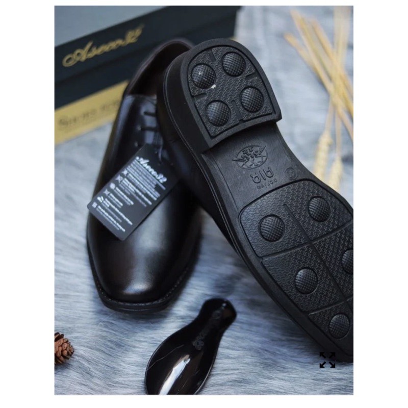 Giày da nam công sở cao cấp không dây đế hơi Aseco 32 729 AIR