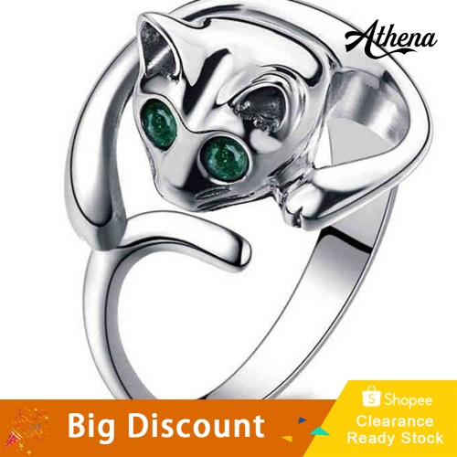 Nhẫn Hở Hình Mèo Đính Đá Dễ Thương Thời Trang Dành Cho Nữ