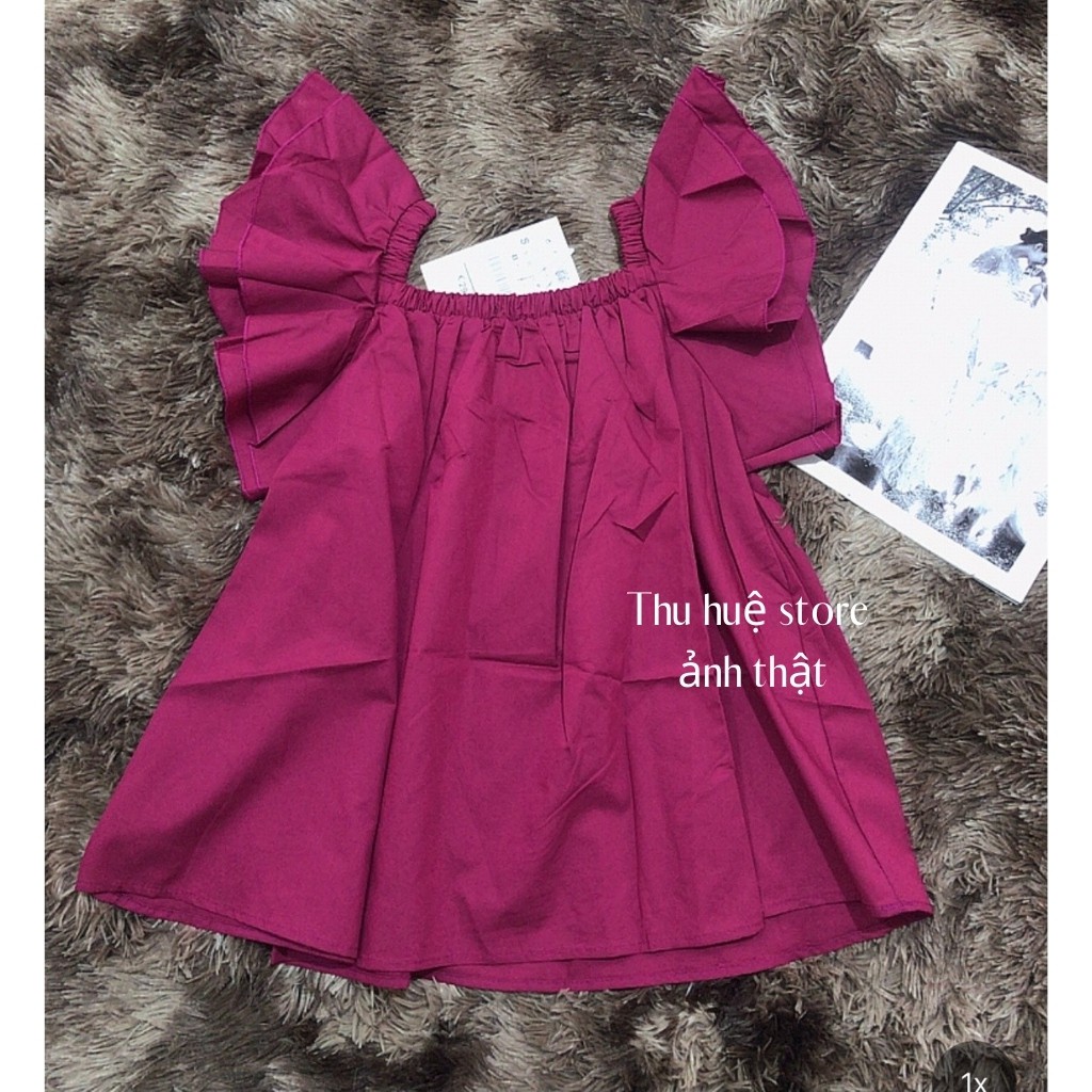 [Hàng hotgirl] Áo Kiểu Nữ Trễ Vai Màu Tím Hồng Chất Cực Đẹp