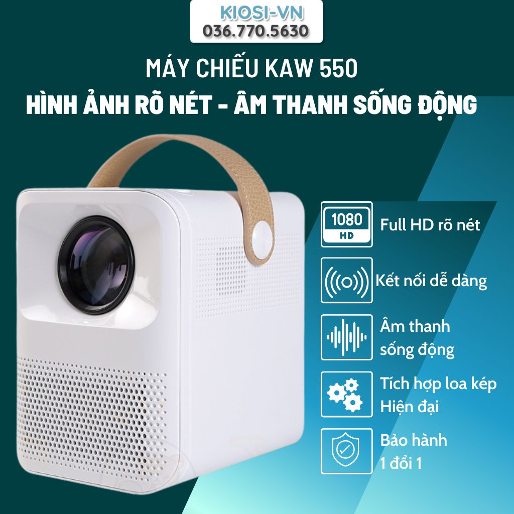 Máy Chiếu Phim Di Động, Máy Chiếu Mini KAW-K550 Full HD 1080p - Rạp Chiệu Mini Tại Nhà, Hệ điều hành Android BH 1 ĐỔI 1