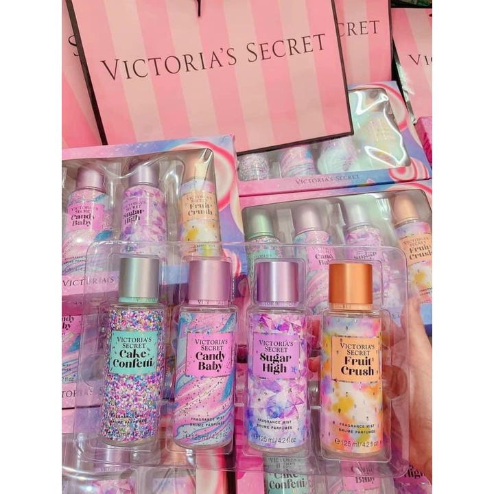 SET 4 chai body mist Xịt Thơm Toàn thân Victoria's Secret Body Mist 250ml Siêu Thơm Cá Tính, Năng Động - DORIS_STORE