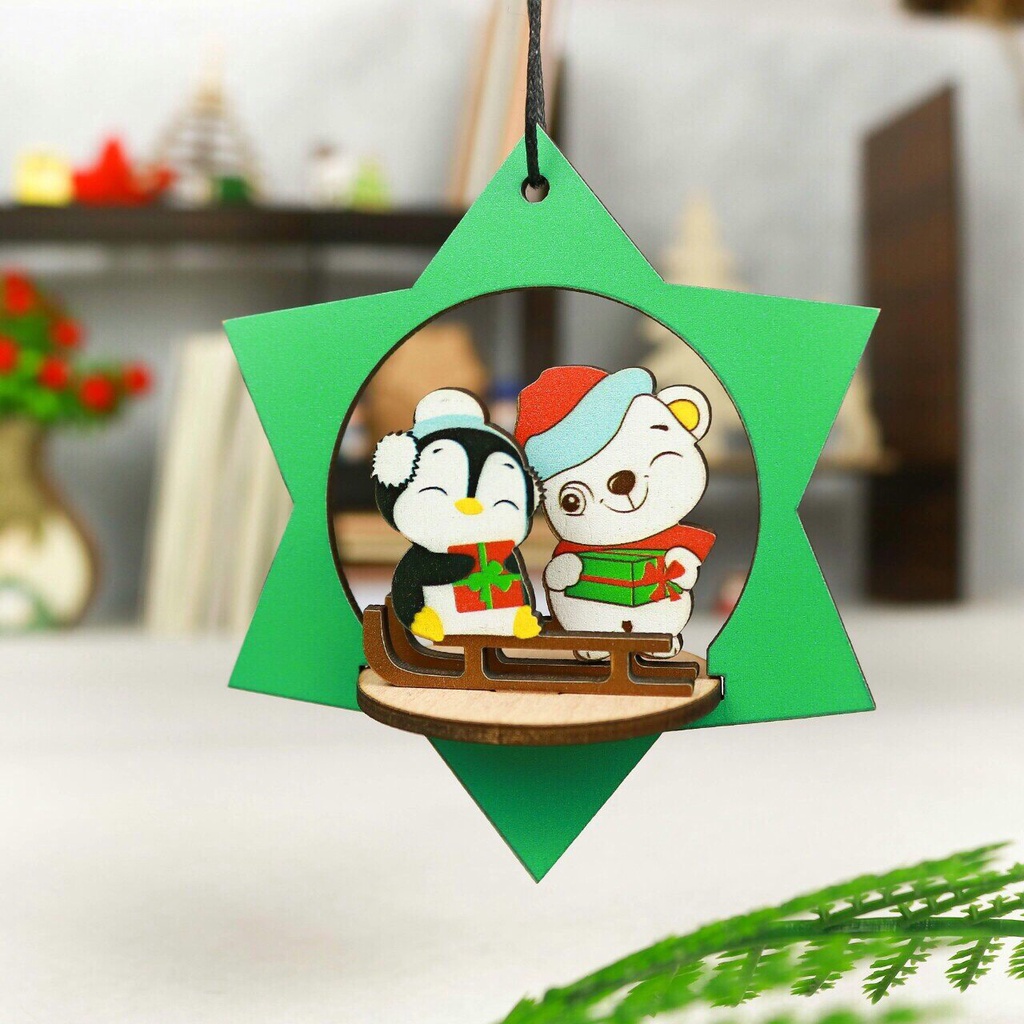 Phụ kiện treo noel 3D xinh xắn làm quà cho trẻ em