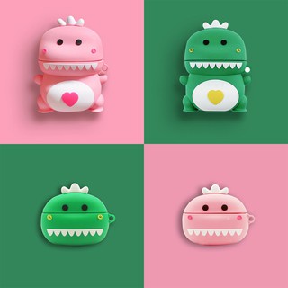 Bao đựng silicon cho tai nghe Airpods 1 - 2 - Pro mẫu Khủng Long Xanh và Hồng