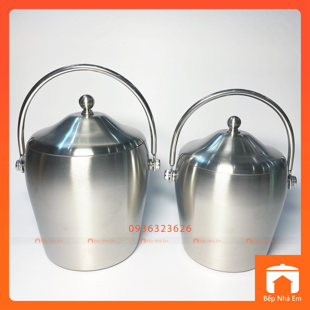 Xô Inox Đựng Đá 2 Lớp Cách Nhiệt _ Hàng Cao Cấp